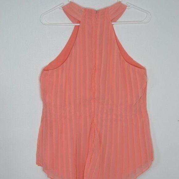 BKE Women's Small Coral Chiffon Pleated Halter Top - Picture 7 of 11
